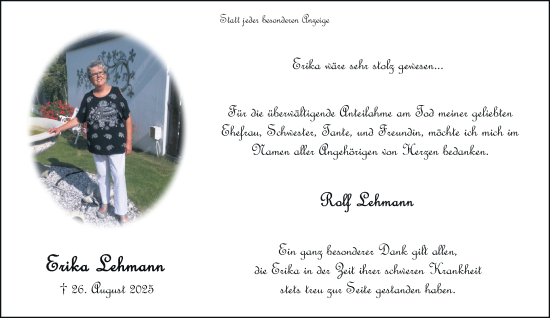 Traueranzeige von Erika Lohmann von trauer.panorama-anzeigenblatt.de
