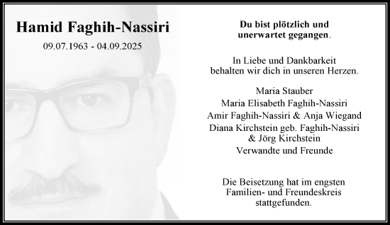 Traueranzeige von Hamid Faghih-Nassiri von trauer.panorama-anzeigenblatt.de