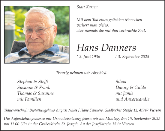 Traueranzeige von Hans Danners von trauer.panorama-anzeigenblatt.de
