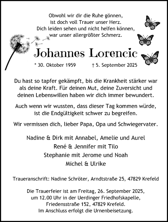 Traueranzeige von Johannes Lorencic von trauer.panorama-anzeigenblatt.de