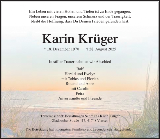 Traueranzeige von Karin Krüger von trauer.panorama-anzeigenblatt.de