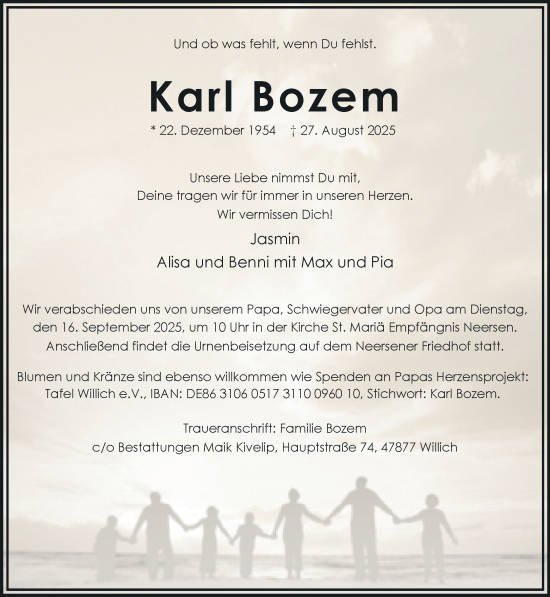 Traueranzeige von Karl Bozem von Rheinisch-Bergische Anzeigenblatt