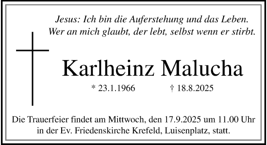 Traueranzeige von Karlheinz Malucha von trauer.panorama-anzeigenblatt.de