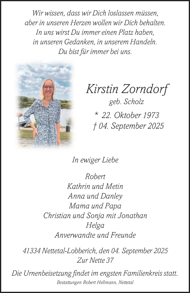  Traueranzeige für Kirstin Zorndorf vom 14.09.2025 aus trauer.panorama-anzeigenblatt.de