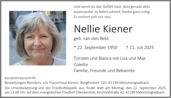 Traueranzeige von Nellie Kiener von trauer.panorama-anzeigenblatt.de