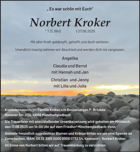Traueranzeige von Norbert Kroker von Rheinisch-Bergische Anzeigenblatt