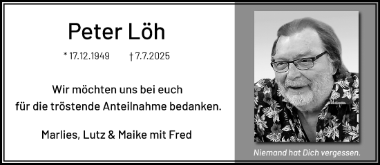 Traueranzeige von Peter Löh von Rheinisch-Bergische Anzeigenblatt