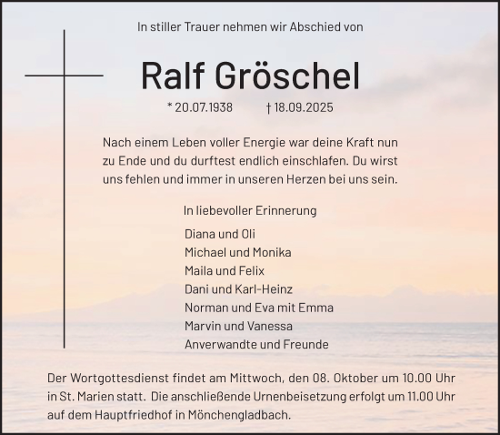 Traueranzeige von Ralf Gröschel von trauer.panorama-anzeigenblatt.de