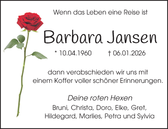 Traueranzeige von Barbara Jansen von trauer.panorama-anzeigenblatt.de