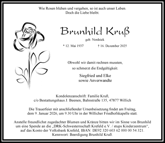 Traueranzeige von Brunhild Kruß von trauer.panorama-anzeigenblatt.de