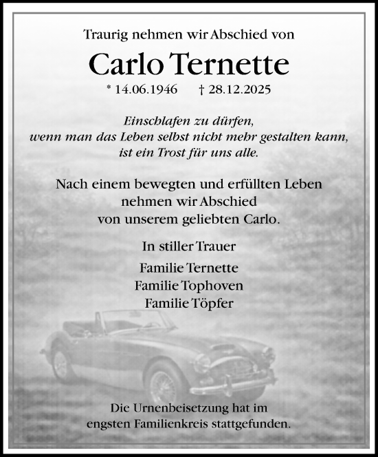 Traueranzeige von Carlo Ternette von trauer.panorama-anzeigenblatt.de
