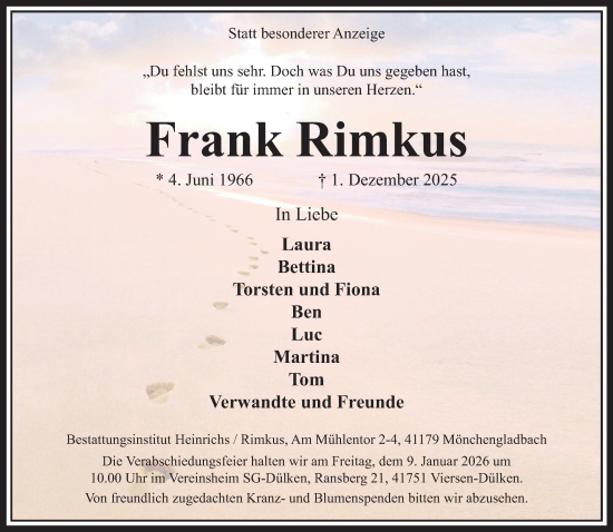 Traueranzeige von Frank Rimkus von trauer.panorama-anzeigenblatt.de