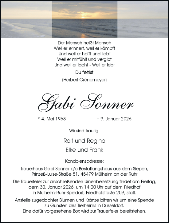 Traueranzeige von Gabi Sonner von trauer.panorama-anzeigenblatt.de