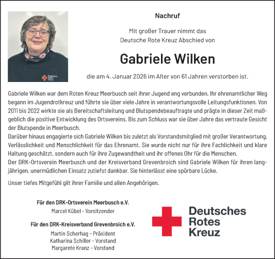 Traueranzeige von Gabriele Wilken von trauer.panorama-anzeigenblatt.de