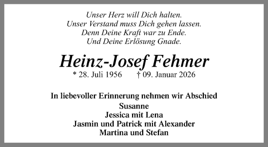 Traueranzeige von Heinz-Josef Fehmer von trauer.panorama-anzeigenblatt.de