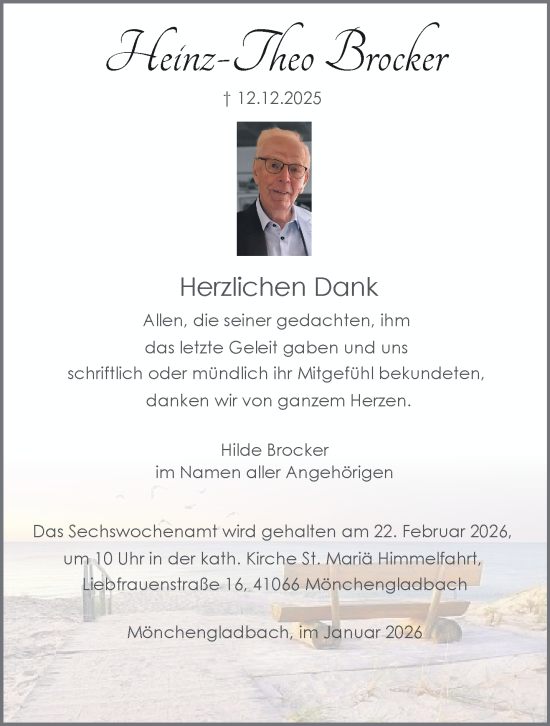 Traueranzeige von Heinz-Theo Brocker von trauer.panorama-anzeigenblatt.de