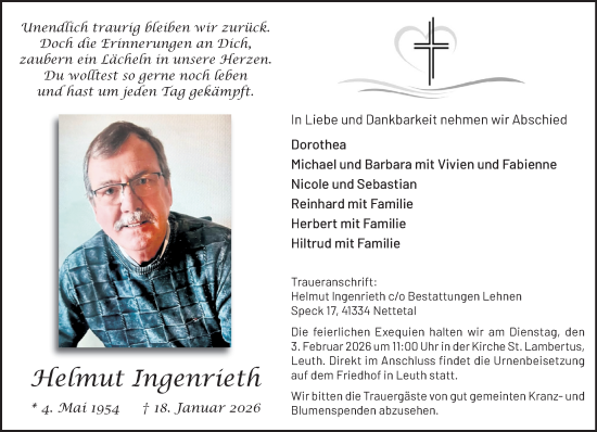 Traueranzeige von Helmut Ingenrieth von trauer.panorama-anzeigenblatt.de