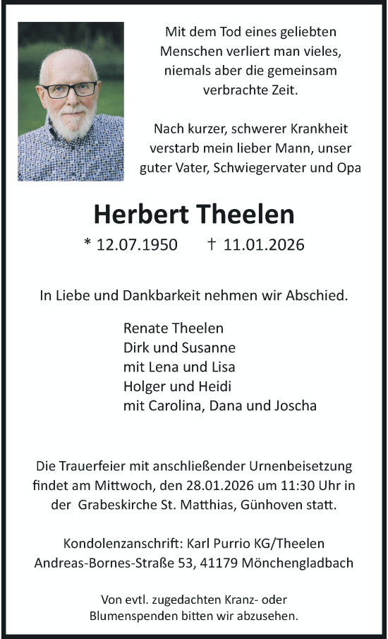 Traueranzeige von Herbert Theelen von trauer.panorama-anzeigenblatt.de