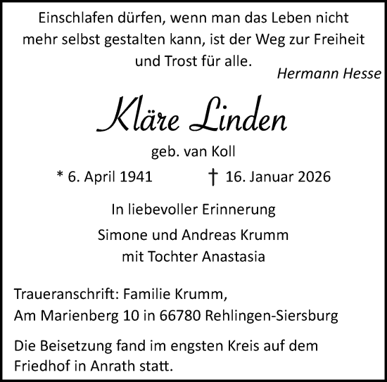 Traueranzeige von Hermann Hesse von trauer.panorama-anzeigenblatt.de