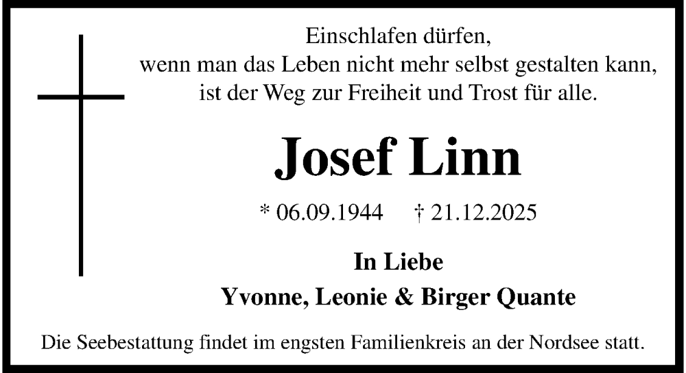  Traueranzeige für Josef Linn vom 18.01.2026 aus trauer.panorama-anzeigenblatt.de