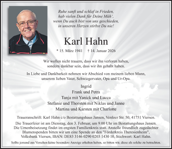 Traueranzeige von Karl Hahn von trauer.panorama-anzeigenblatt.de