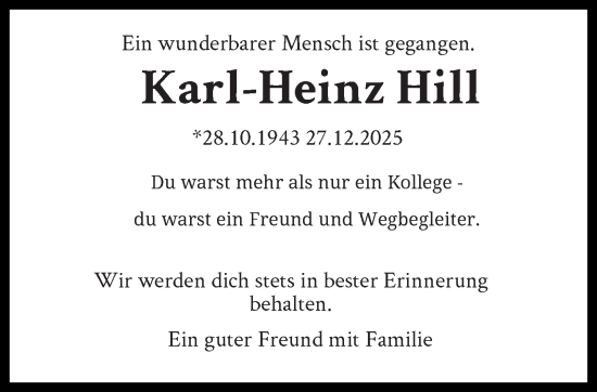 Traueranzeige von Karl-Heinz Hill von trauer.wuppertaler-rundschau.de