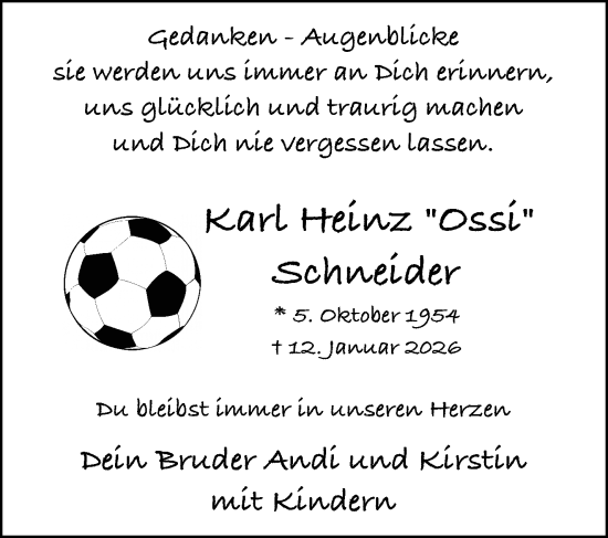Traueranzeige von Karl Heinz Schneider von trauer.panorama-anzeigenblatt.de