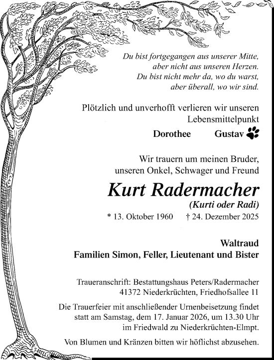 Traueranzeige von Kurt Radermacher von trauer.panorama-anzeigenblatt.de