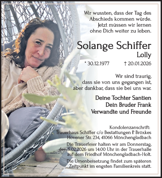 Traueranzeige von Lolly Schiffer von trauer.panorama-anzeigenblatt.de