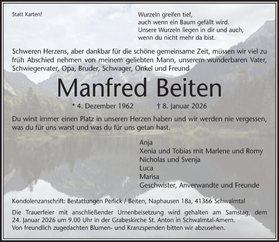 Traueranzeige von Manfred Beiten von trauer.panorama-anzeigenblatt.de
