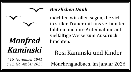 Traueranzeige von Manfred Kaminski von trauer.panorama-anzeigenblatt.de