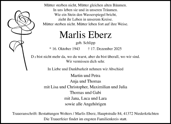 Traueranzeige von Marlis Eberz von trauer.panorama-anzeigenblatt.de