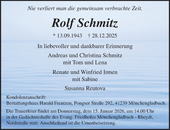 Traueranzeige von Rolf Schmitz von trauer.panorama-anzeigenblatt.de