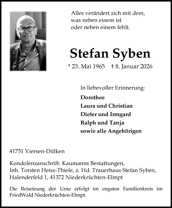 Traueranzeige von Stefan Syben von trauer.panorama-anzeigenblatt.de