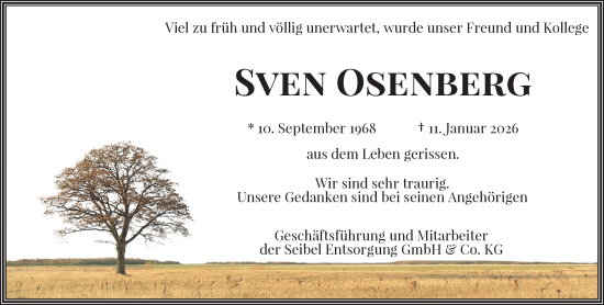 Traueranzeige von Sven Osenberg von trauer.wuppertaler-rundschau.de