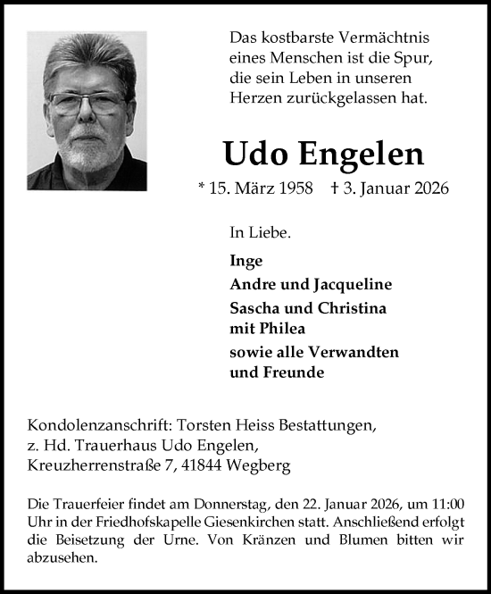 Traueranzeige von Udo Engelen von trauer.panorama-anzeigenblatt.de
