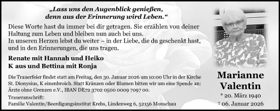 Traueranzeige von Valentin  von trauer.panorama-anzeigenblatt.de