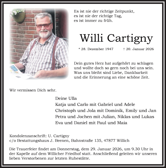 Traueranzeige von Willi Cartigny von trauer.panorama-anzeigenblatt.de