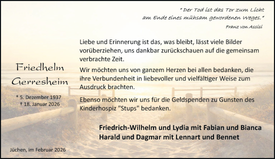 Traueranzeige von Friedhelm Gerresheim von trauer.stadt-kurier.de