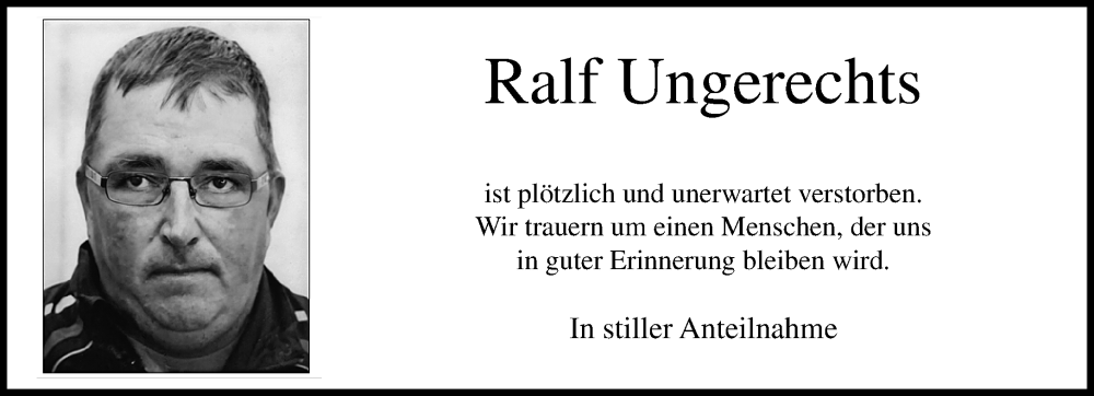  Traueranzeige für Ralf Ungerechts vom 01.02.2026 aus trauer.panorama-anzeigenblatt.de