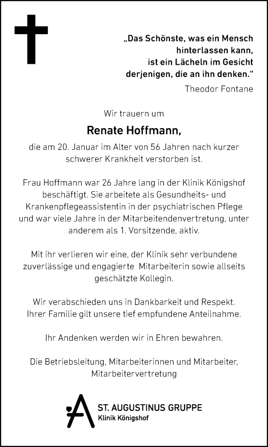 Traueranzeige von Renate Hoffmann von trauer.panorama-anzeigenblatt.de