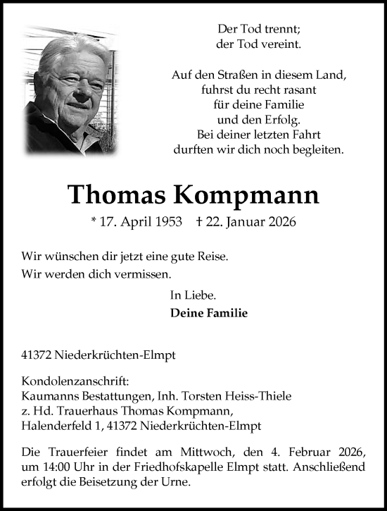 Traueranzeige von Thomas Kompmann von trauer.panorama-anzeigenblatt.de